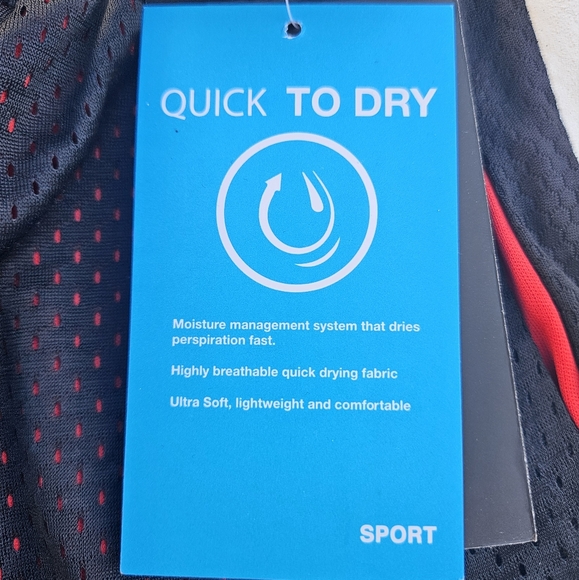 Dunlop Sports Shorts Boys Size Large 14/16 Black Red Quick to Dry Drawstring - Picture 6 of 10